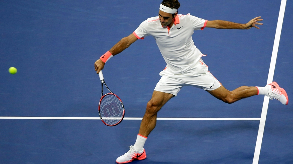 Roger Federer während der US Open im Arthur Ashe Stadium